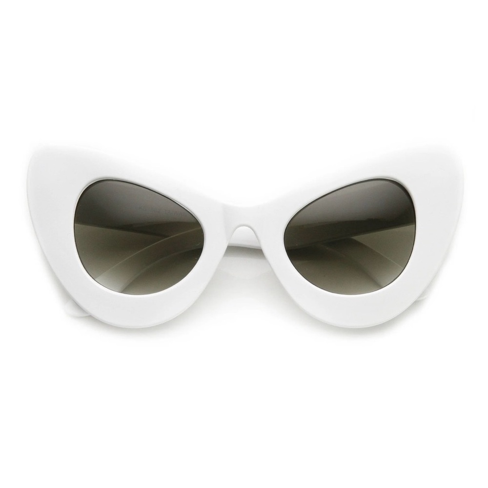 Retro White Mod Super Trendy Women's Fashion Cat Eye Sunglasses 100% UV Protec.